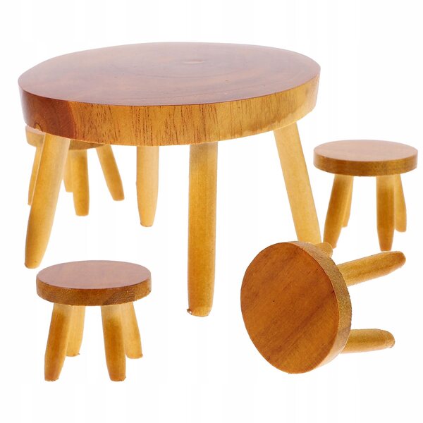 Set di Mobili Miniatura in Legno per Casa delle Bambole - Tavolo e 4 Sedie