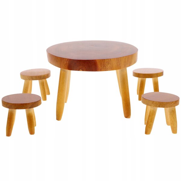 Set di Mobili Miniatura in Legno per Casa delle Bambole - Tavolo e 4 Sedie