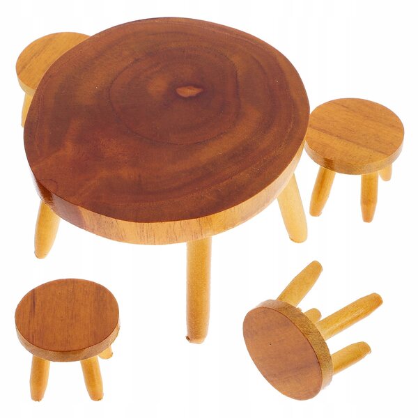 Set di Mobili Miniatura in Legno per Casa delle Bambole - Tavolo e 4 Sedie