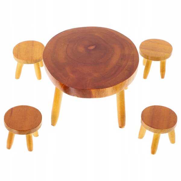 Set di Mobili Miniatura in Legno per Casa delle Bambole - Tavolo e 4 Sedie