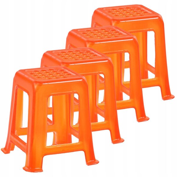 Lot de 4 Mini Stoliques Décoratives en Plastique pour Maisons de Poupées Rouge