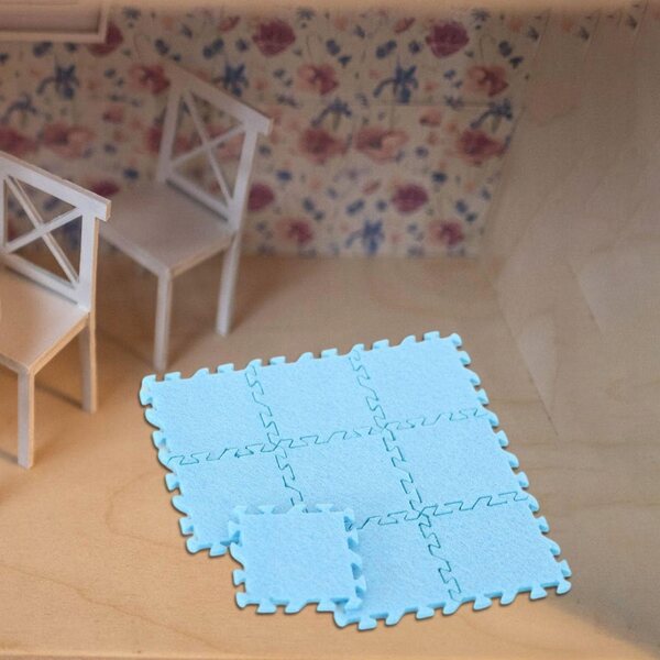 Set 9 tappeti miniatura 1:12 per domani delle bambole decorativi blu