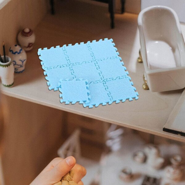 Set 9 tappeti miniatura 1:12 per domani delle bambole decorativi blu