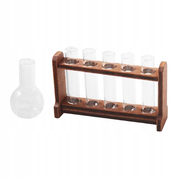 Glasreagenzglas-Miniaturset mit Holzständer für 1/6 Puppenhaus