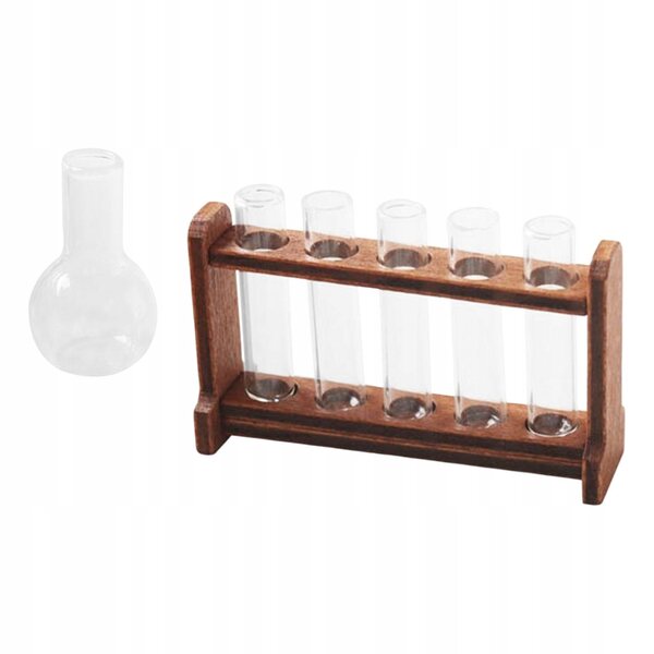 Glasreagenzglas-Miniaturset mit Holzständer für 1/6 Puppenhaus