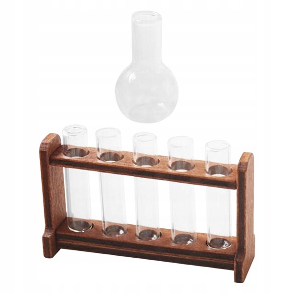 Glasreagenzglas-Miniaturset mit Holzständer für 1/6 Puppenhaus