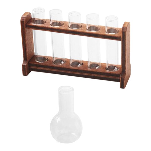 Glasreagenzglas-Miniaturset mit Holzständer für 1/6 Puppenhaus