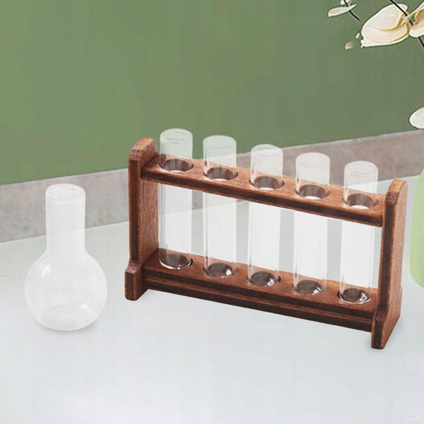 Glasreagenzglas-Miniaturset mit Holzständer für 1/6 Puppenhaus