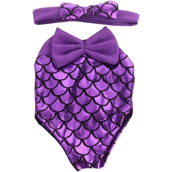 Lila Meerjungfrau-Anzug für 46 cm große Puppen mit Haarband – Uteruik-Badeanzug