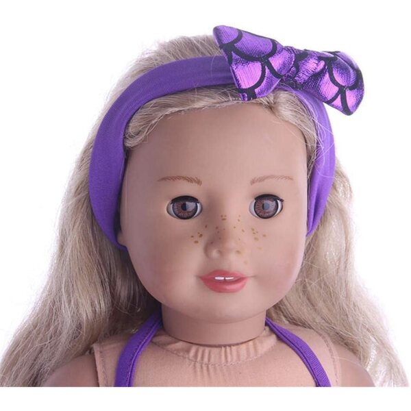 Lila Meerjungfrau-Anzug für 46 cm große Puppen mit Haarband – Uteruik-Badeanzug