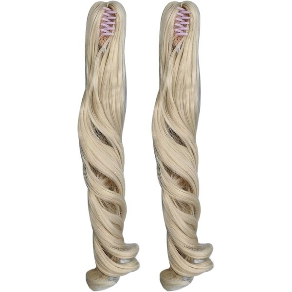 Parrucca per Bambola Riccia Mora 25cm - 2 Pezzi, Morbida e Lucida, Ideale per Bambole Snodabili