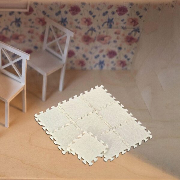 Lot de 9 tapis miniatures 1:12 pour maisons de poupées décoratifs blancs