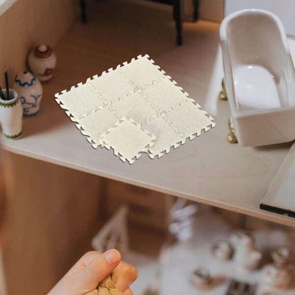 Lot de 9 tapis miniatures 1:12 pour maisons de poupées décoratifs blancs