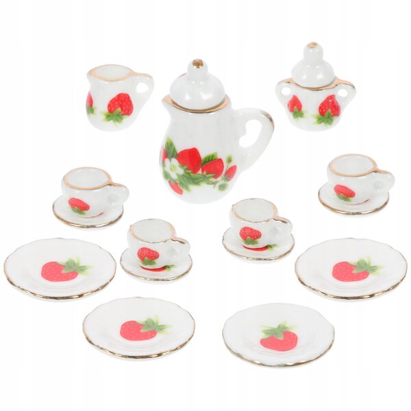 Set Mini Ceramica per Tè da Casa delle Bambole - Accessori Realistici Bianchi