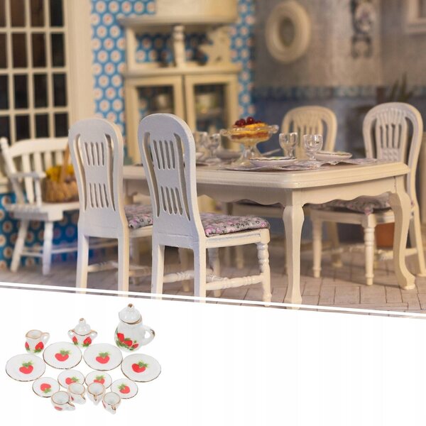 Set Mini Ceramica per Tè da Casa delle Bambole - Accessori Realistici Bianchi