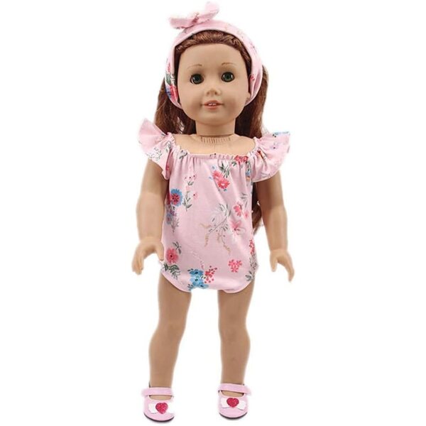 Overalls und Stirnband für American Doll 46 cm Lässige Blumenkleidung Uteruik