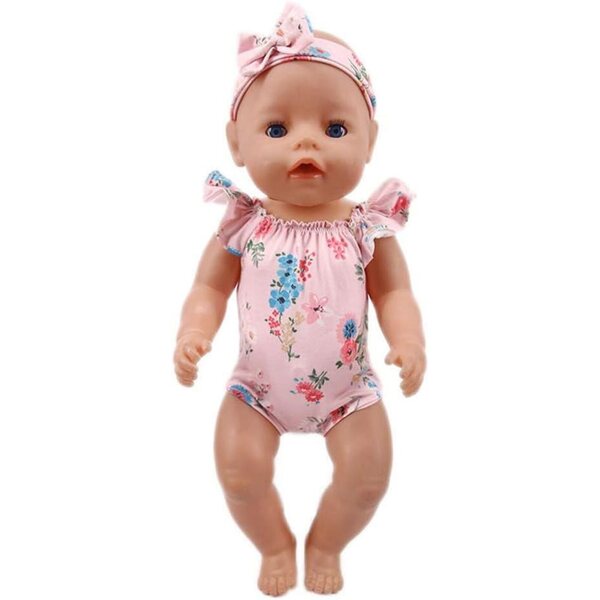Overalls und Stirnband für American Doll 46 cm Lässige Blumenkleidung Uteruik