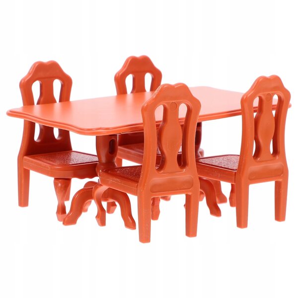 Mini-Tisch- und Stühle-Set für Kinder aus braunem Kunstharz, ideal zum Spielen und Lernen