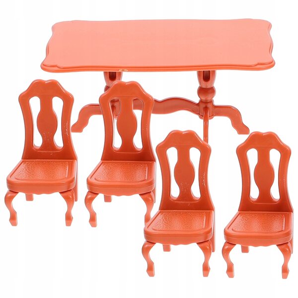 Set mini tavolo e sedie per bambini in resina marrone, ideale per giochi e apprendimento