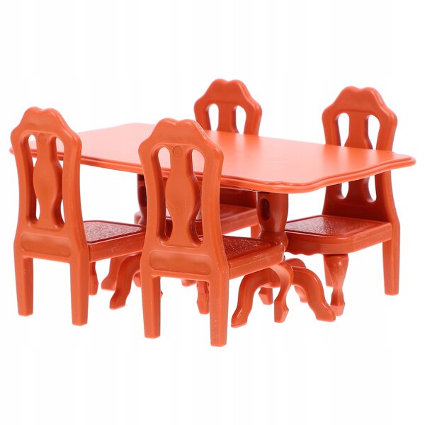 Set mini tavolo e sedie per bambini in resina marrone, ideale per giochi e apprendimento