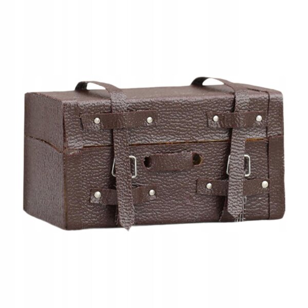 Miniatura valigia in scala 1:12 per case di bambole, decorazione vintage in legno e pelle PU
