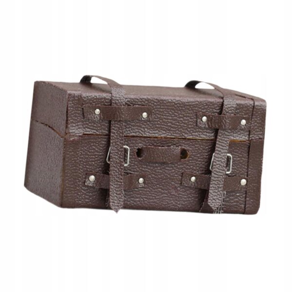 Miniatura valigia in scala 1:12 per case di bambole, decorazione vintage in legno e pelle PU