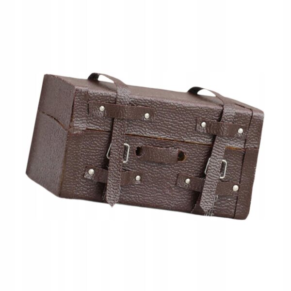Miniatura valigia in scala 1:12 per case di bambole, decorazione vintage in legno e pelle PU