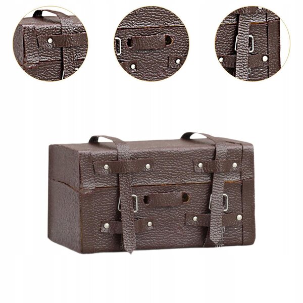 Miniatura valigia in scala 1:12 per case di bambole, decorazione vintage in legno e pelle PU