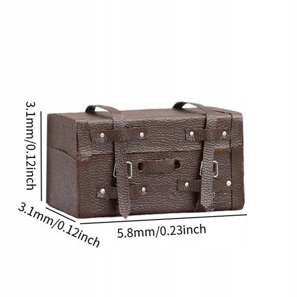 Miniatura valigia in scala 1:12 per case di bambole, decorazione vintage in legno e pelle PU