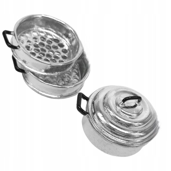 Mini set pentole educative in metallo per cucina giochi bambini argento