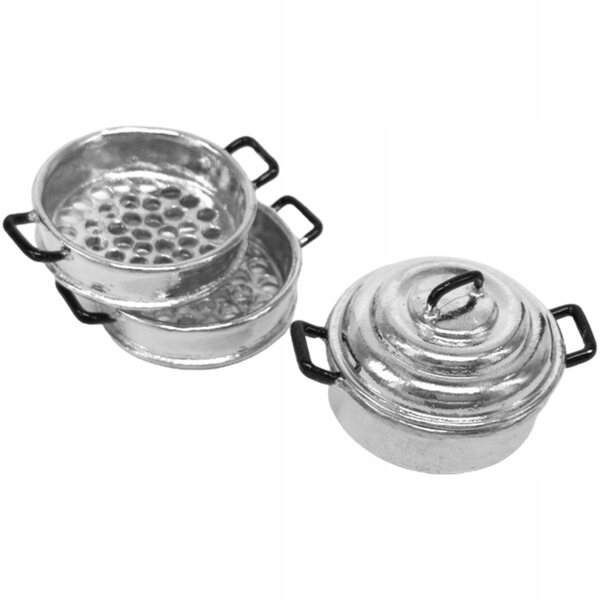 Mini set pentole educative in metallo per cucina giochi bambini argento