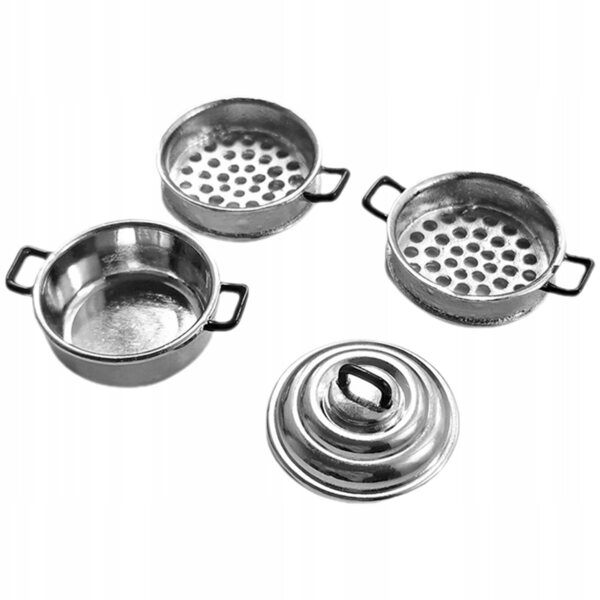 Mini set pentole educative in metallo per cucina giochi bambini argento