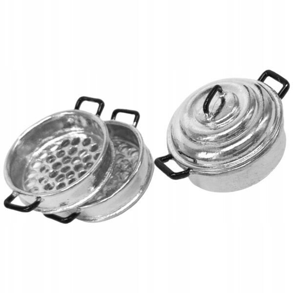 Mini set pentole educative in metallo per cucina giochi bambini argento
