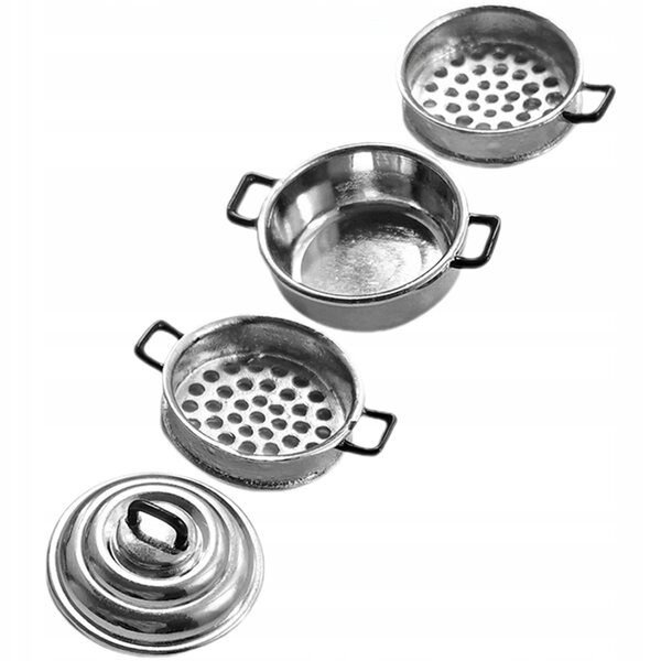 Mini set pentole educative in metallo per cucina giochi bambini argento