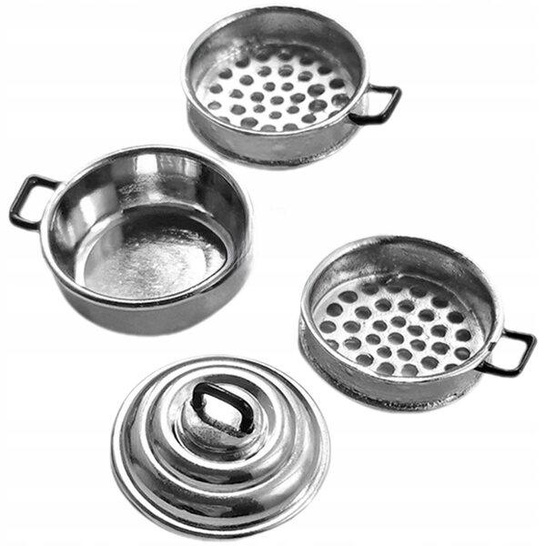 Mini set pentole educative in metallo per cucina giochi bambini argento