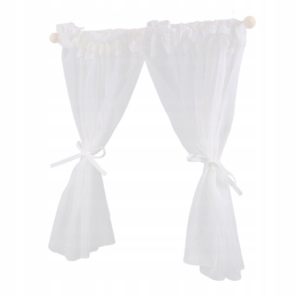 Mini Decorazione Casa per Bambole Tenda Bianca in Scala 1:12 in Legno e Tessuto