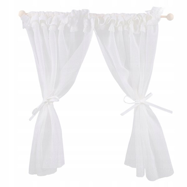 Mini Decorazione Casa per Bambole Tenda Bianca in Scala 1:12 in Legno e Tessuto