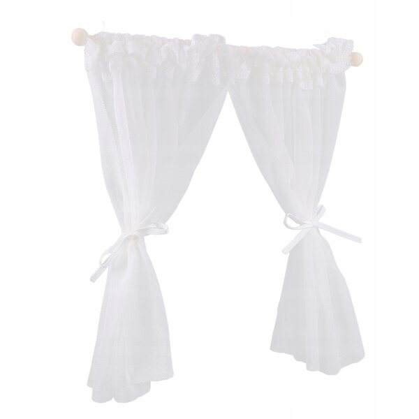 Mini Decorazione Casa per Bambole Tenda Bianca in Scala 1:12 in Legno e Tessuto