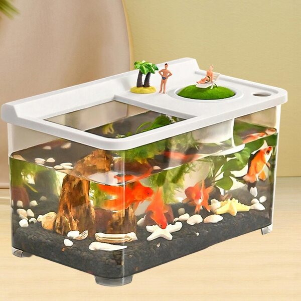 Mini Acquario per Betta da Scrivania in PP Trasparente con Ventilazione Superiore