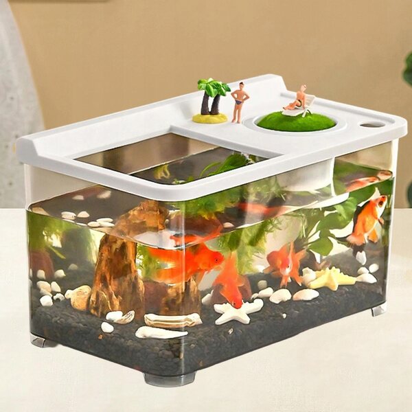 Mini Acquario per Betta da Scrivania in PP Trasparente con Ventilazione Superiore