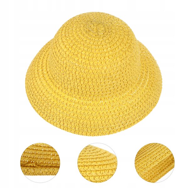 Mini cappello di paglia per bambola, decorazione artigianale resistente e naturale