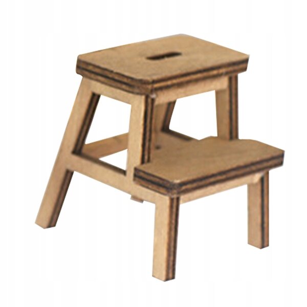 Brauner Mini-Holzhocker zur Puppenhausdekoration 4,5x4 cm