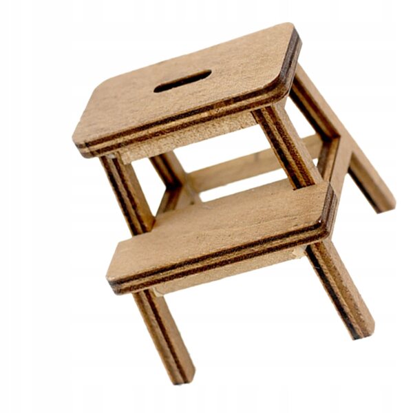 Brauner Mini-Holzhocker zur Puppenhausdekoration 4,5x4 cm