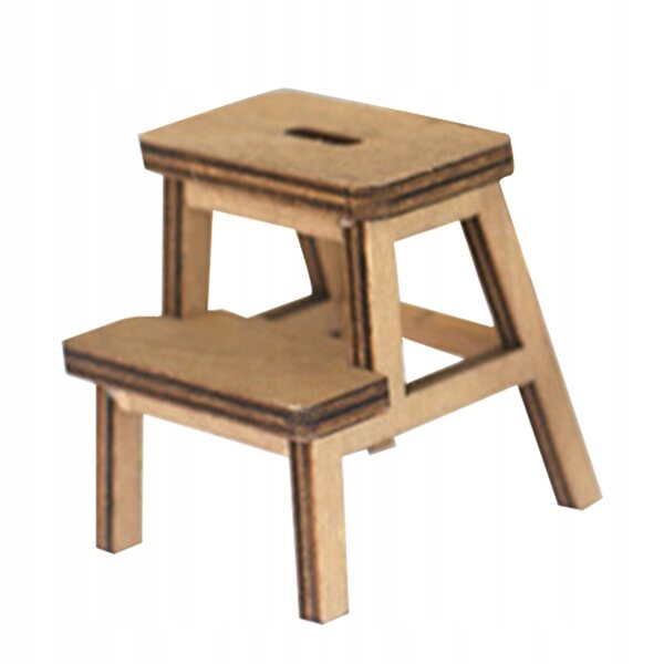Brauner Mini-Holzhocker zur Puppenhausdekoration 4,5x4 cm