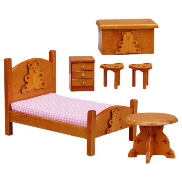 Set 12 Mini Mobili in Legno per Casa delle Bambole, Dettagli Realistici e Design Elegante