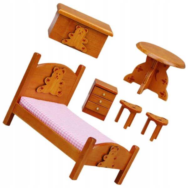 Set 12 Mini Mobili in Legno per Casa delle Bambole, Dettagli Realistici e Design Elegante