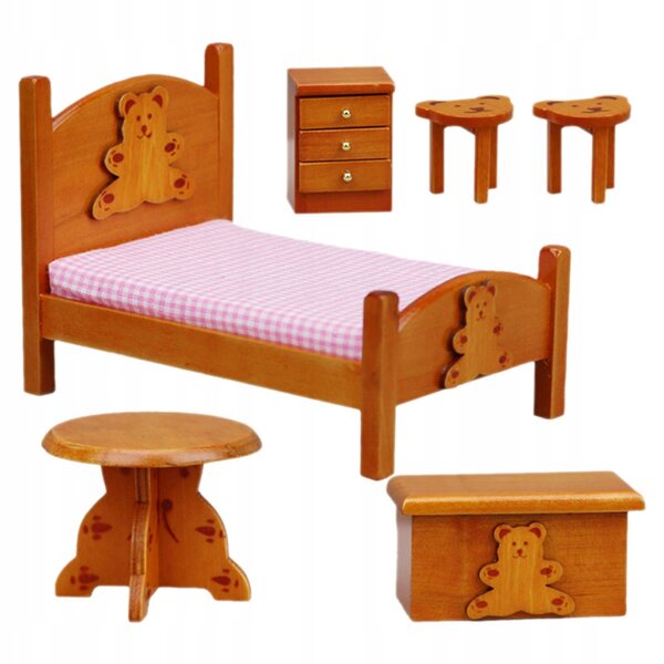Set 12 Mini Mobili in Legno per Casa delle Bambole, Dettagli Realistici e Design Elegante