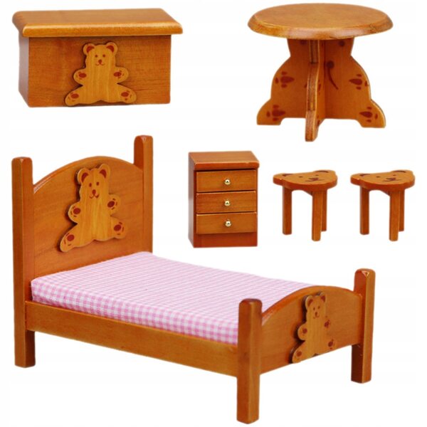 Set 12 Mini Mobili in Legno per Casa delle Bambole, Dettagli Realistici e Design Elegante