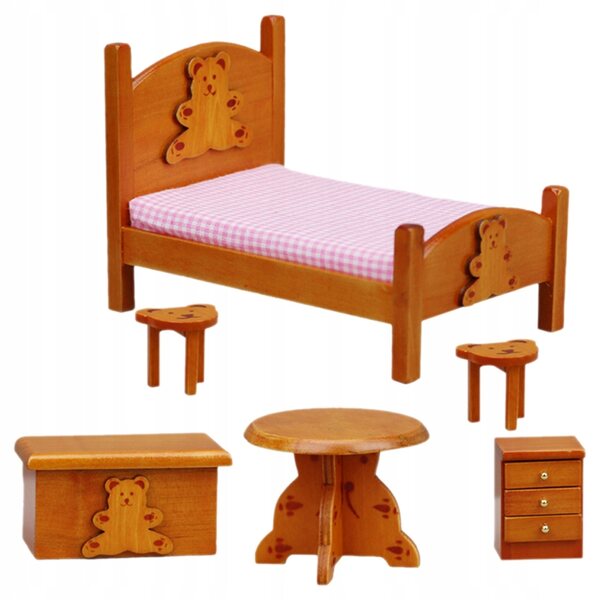 Set 12 Mini Mobili in Legno per Casa delle Bambole, Dettagli Realistici e Design Elegante