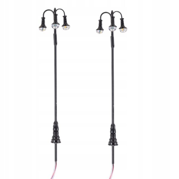Lot de 2 mini lampadaires pour décorations de modélisme 1:87 LED blanche
